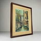 Italian artist, Venice Canal, original oil painting, 1960s, framed.