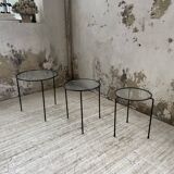 1950s metal and glass nesting coffee tables