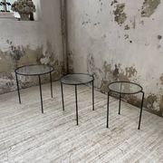 Tables basses gigogne métal et verre années 50