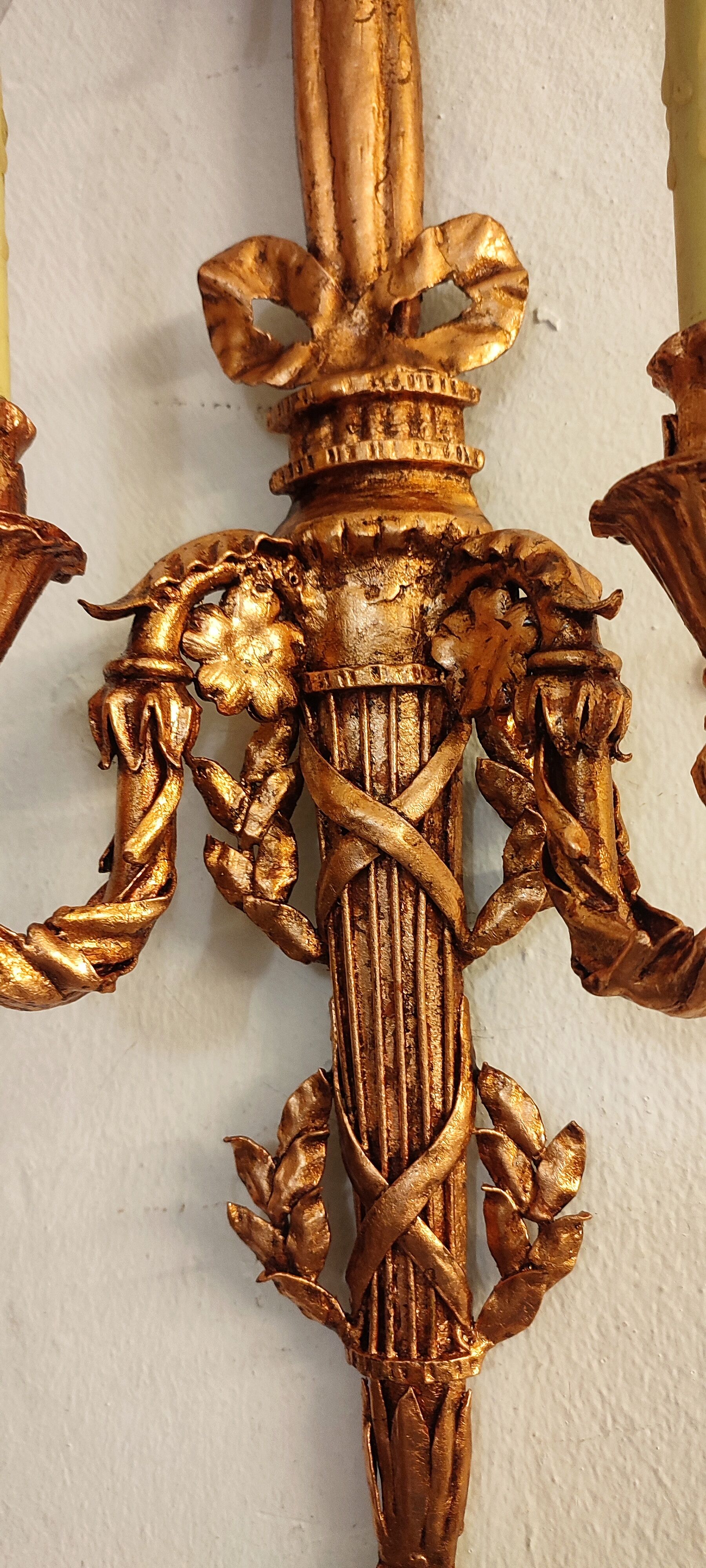 Wall lamp wrought iron and gold leaf. France, 1950s.