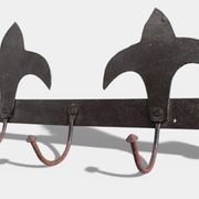 Antique French Provincial Wrought Iron Coat or Hat Rack with Fleur-de-Lis
