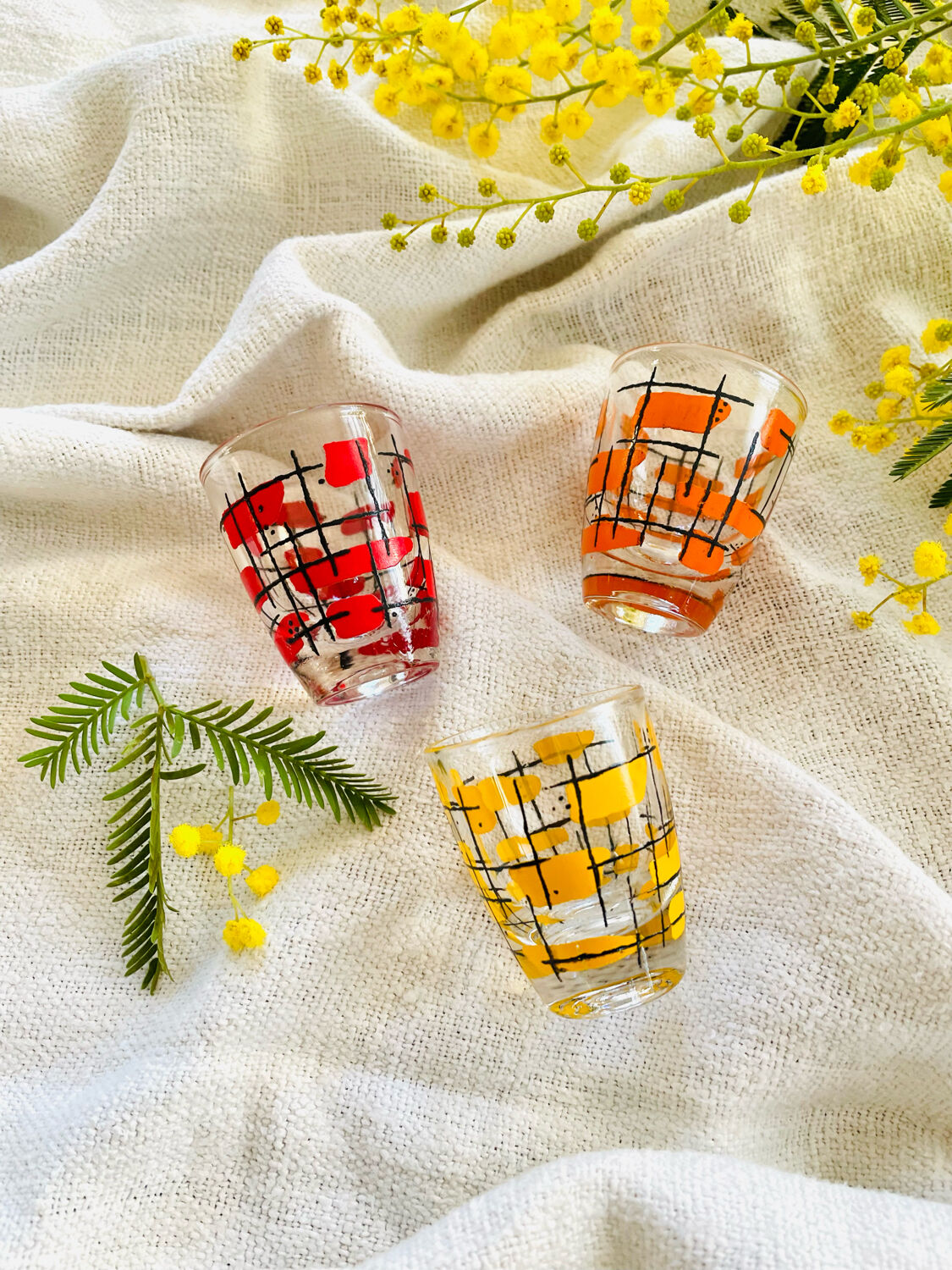 Lot de 3 petits verres liqueur vintage 50/60