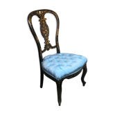 Nurse's chair / dressing table napoleon III period in blackened wood inlaid mother-of-pearl
