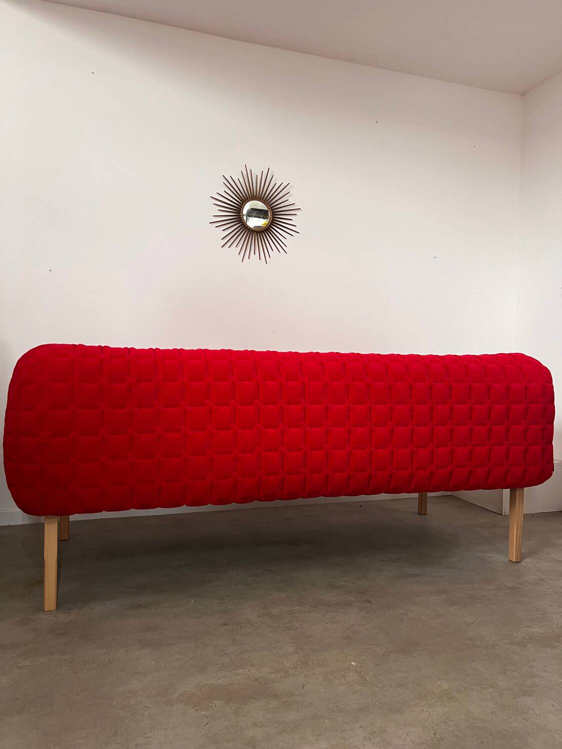 3-seater sofa Ligne Roset Ruché design Inga Sempé red alcantara