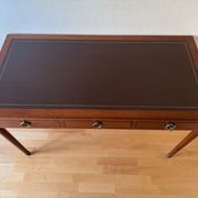 Louis XVI style flat desk "Coubertin" in mahogany reissue by Grange