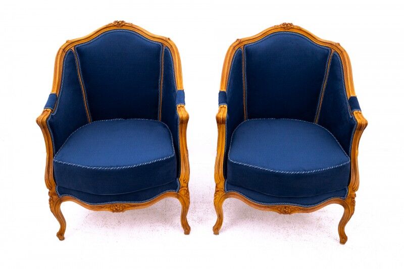 Bergère armchairs, France, circa 1920. After renovation.