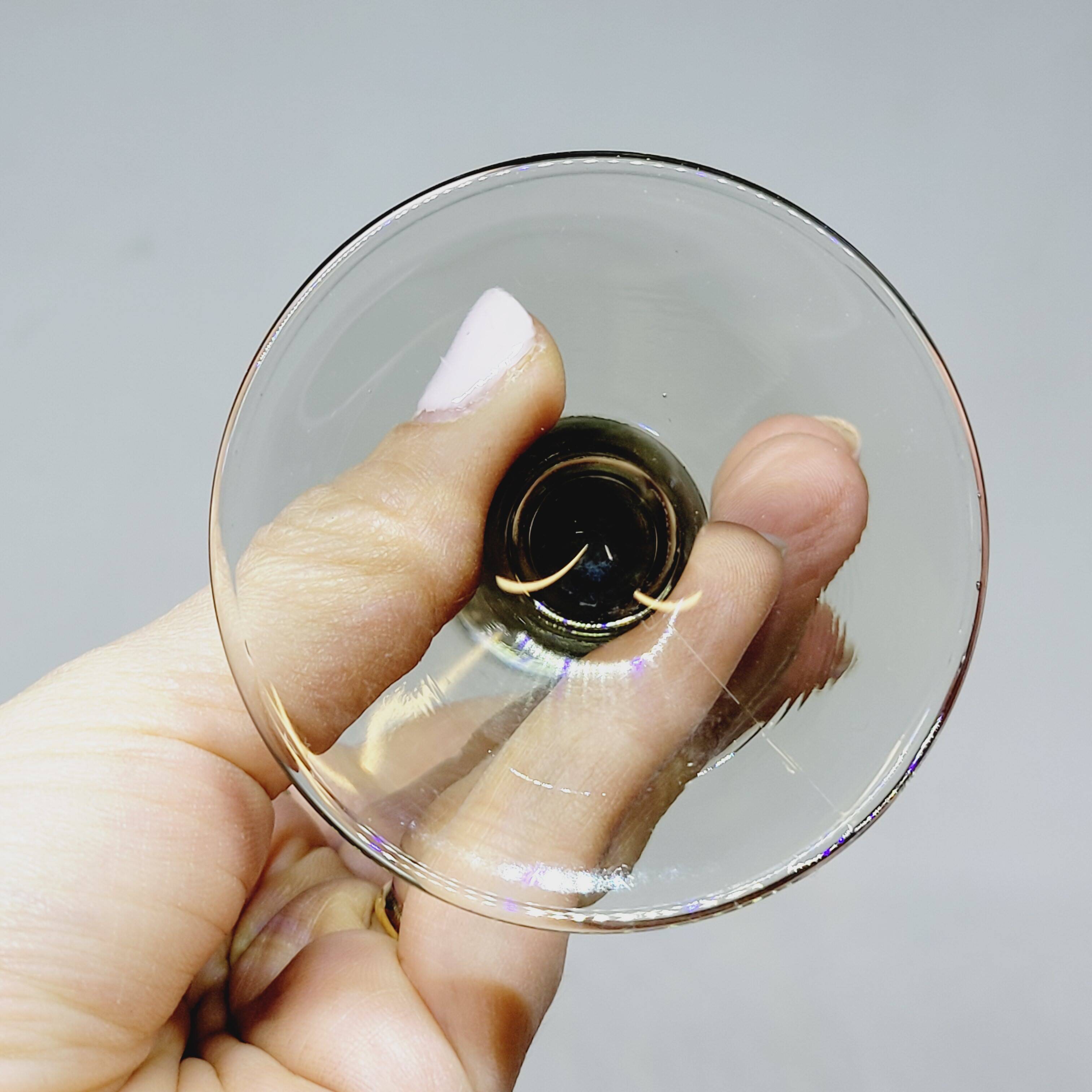 6 verres à vin vintage Bormioli Rocco en cristal gris strié