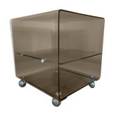 Side table with smoked plexiglass wheel Roche Bobois vintage