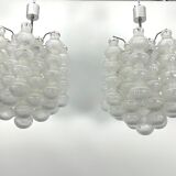 Pair of Mid-Century Murano Bubble Glass chandeliers. Italy 1960s
