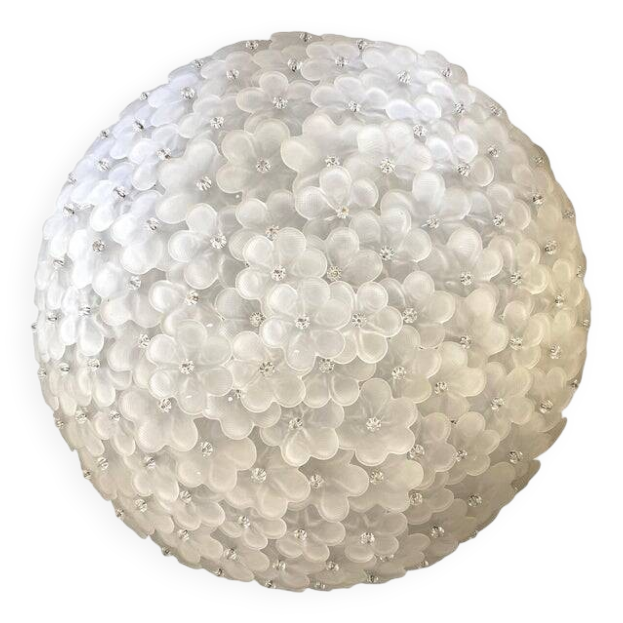 Contemporary Sanded-Flowers Murano Glass Flush Mount