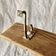 Vintage wooden wall coat rack - 3 chrome metal hooks