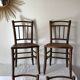 set of 4 bistro chairs in turned wood and canework stamped early 20th century