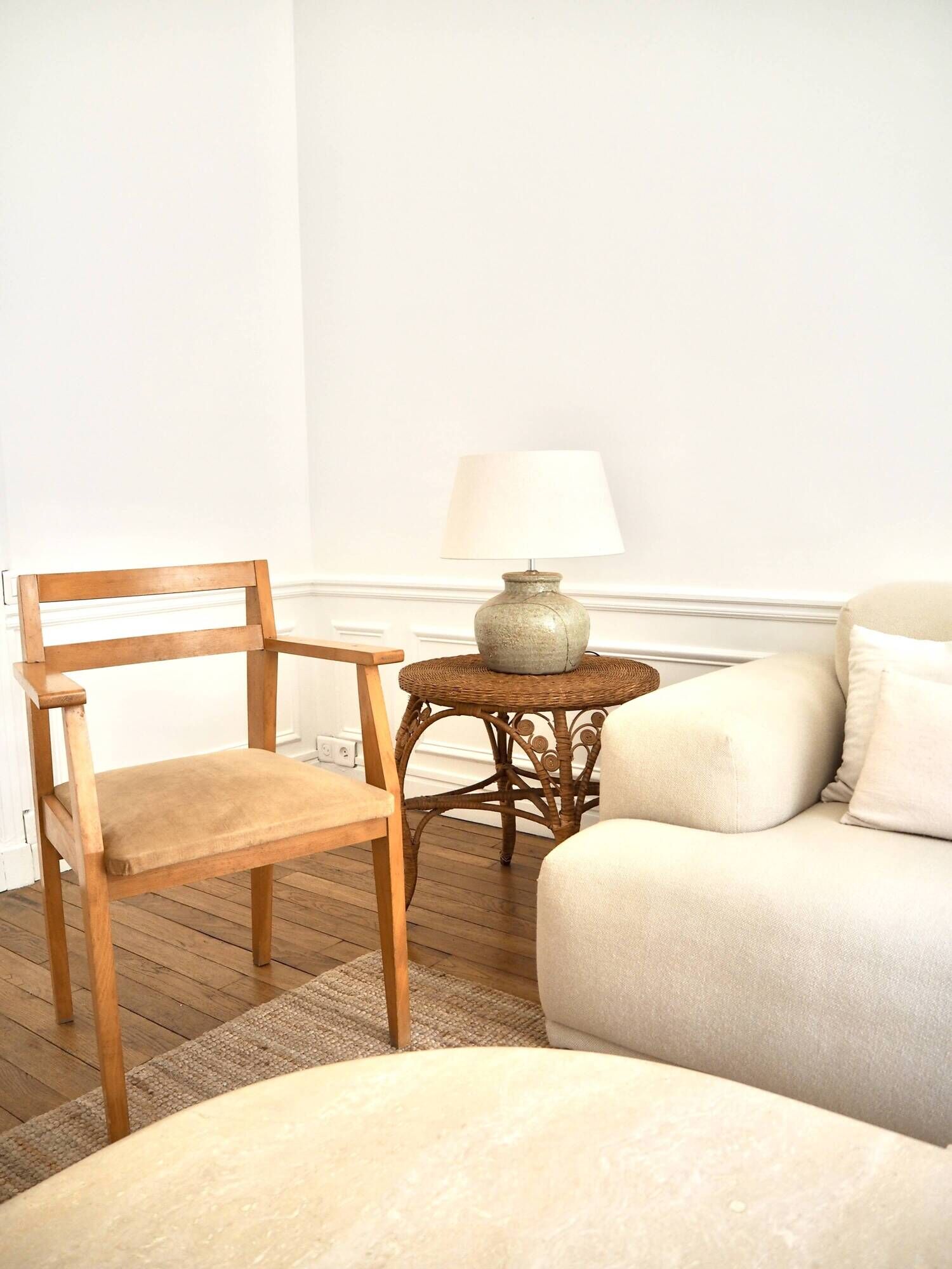 Mid-century armchair in blonde beech