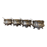 Set of 4 antique silver salt cellars
