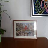 Lithograph Paris Moulin Rouge framed old