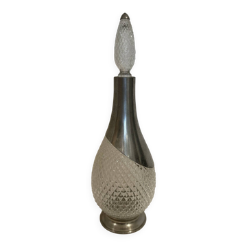 Cut glass carafe and pewter