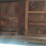 19th-century solid walnut farmhouse table, benches, extensions, Ardèche.