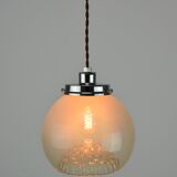 Mid-Century Italian Chrome and Mid-Century ItalianMurano Glass Pendant Lamp
