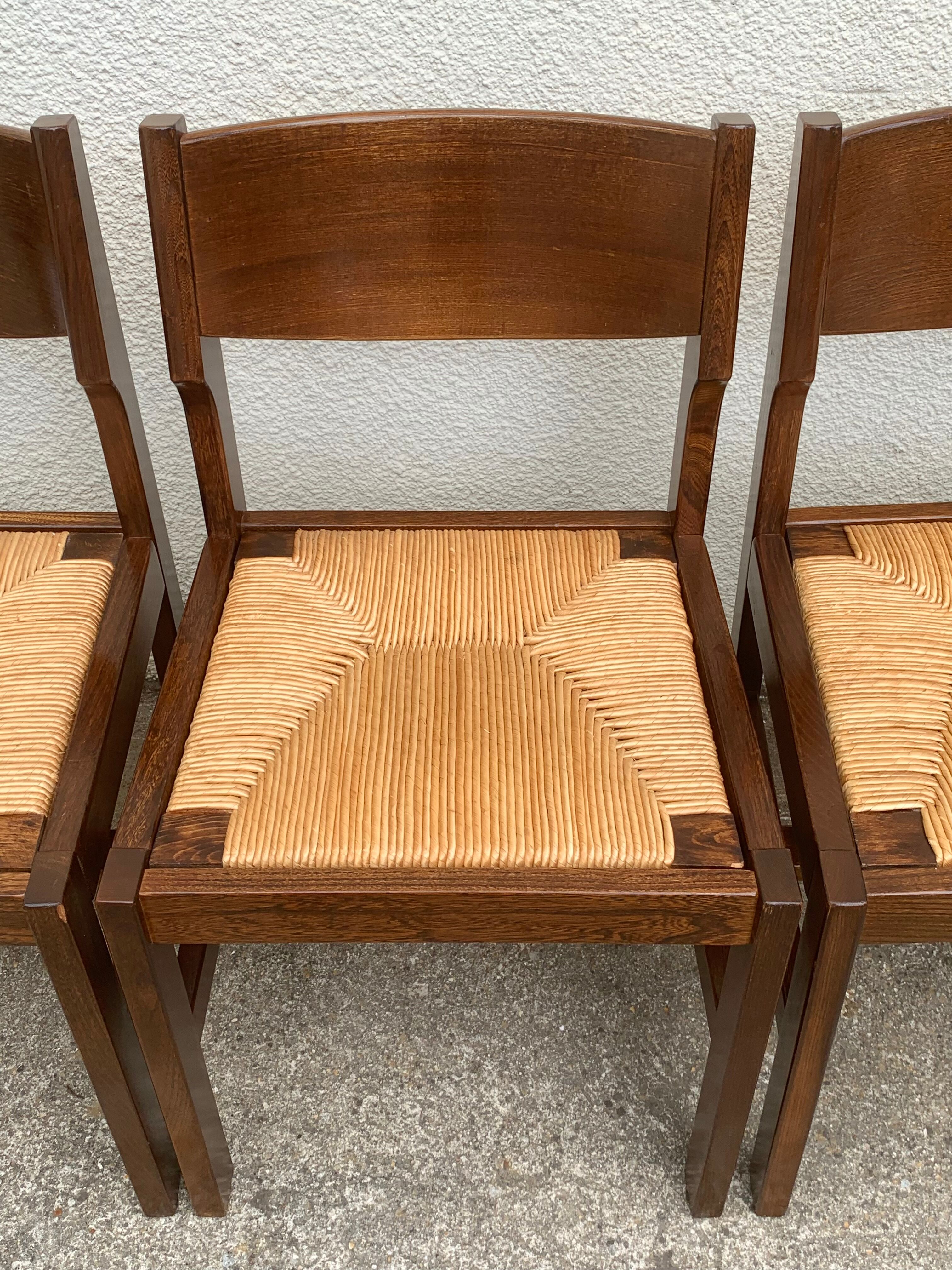 Mulched chairs in vintage solid elm 1960