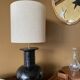Pair of vintage modernist black lamps from the 1970s.