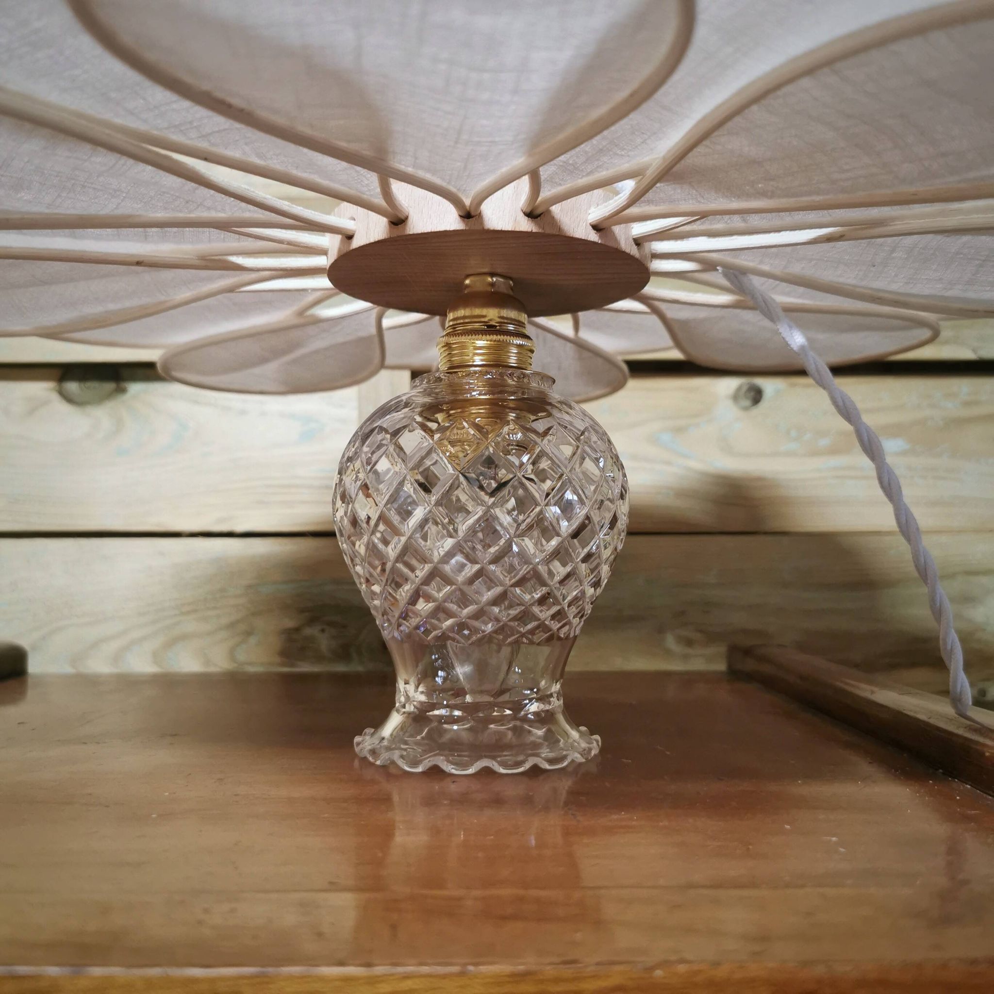 Vintage flower petal and globe lamp