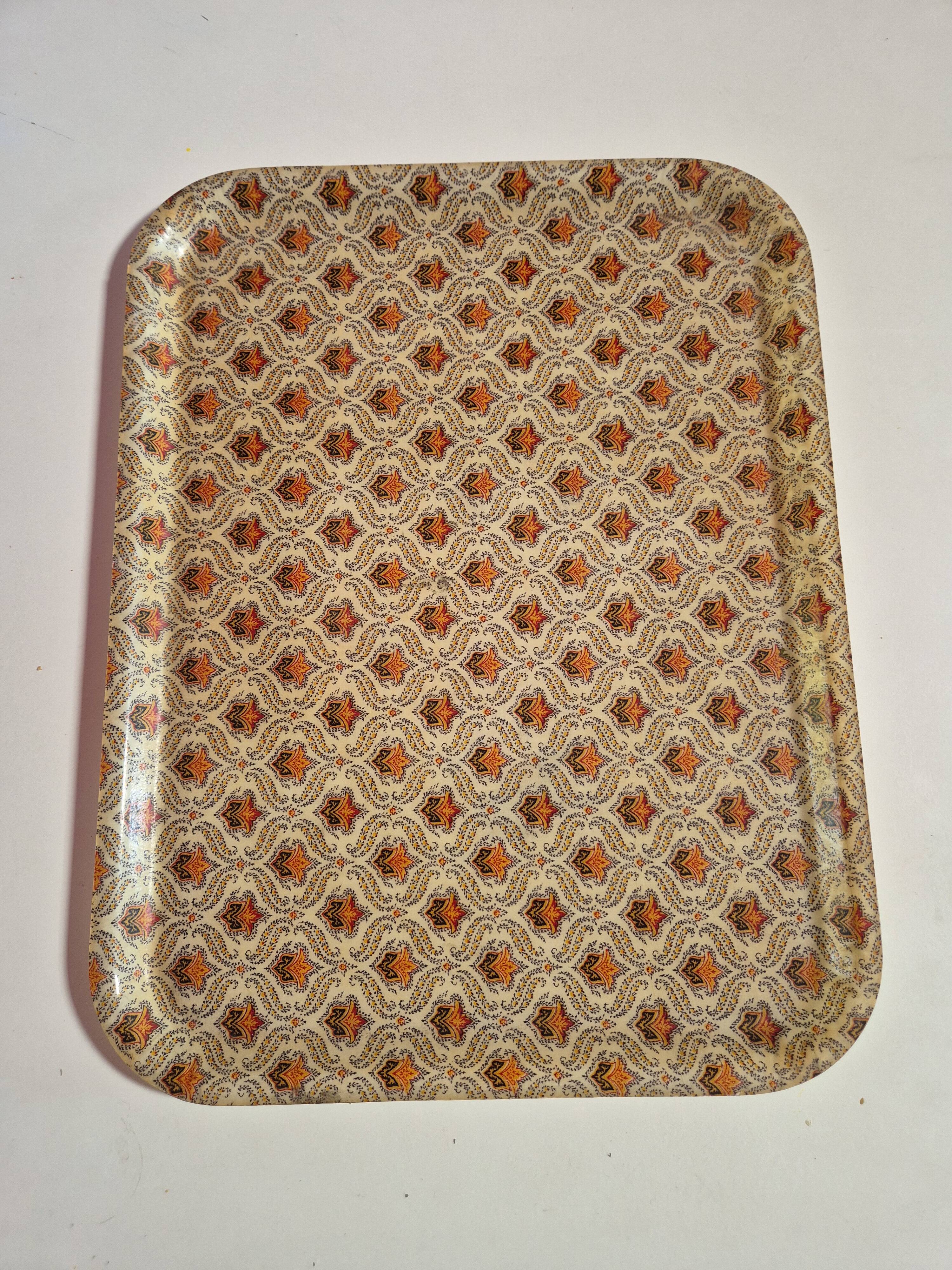 vintage tray from the 70s, brown orange design