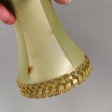 Small ceramic table lamp with beautiful green glaze and original shade, 70s