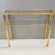Rectangular Gold Aluminum Console Table with Two Glass Shelves, Italy