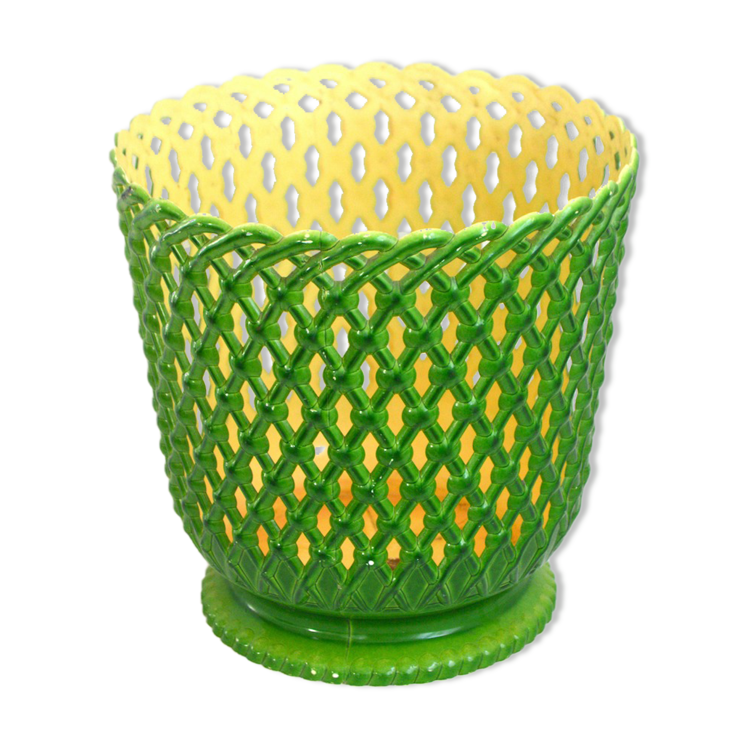 Cache-pot tressé vert