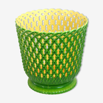 Green braided pot cover