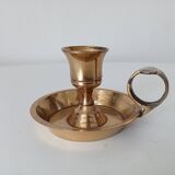 Vintage hand candle holder in solid golden brass