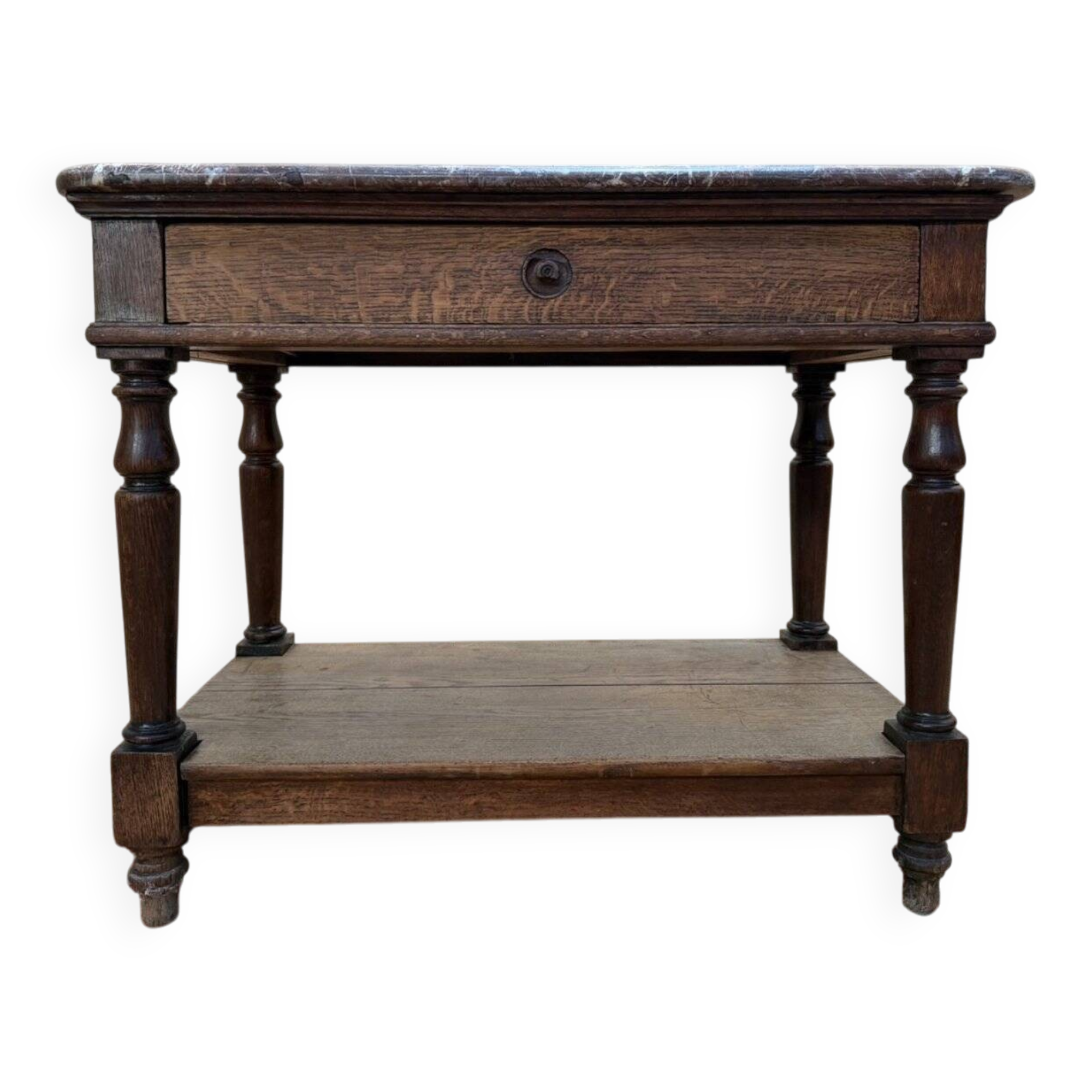 Gigier table - Napoleon III console in solid oak and marble