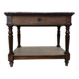 Gigier table - Napoleon III console in solid oak and marble