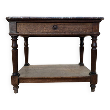 Gigier table - Napoleon III console in solid oak and marble