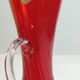Vintage red glass vase with handles – Murano style – 1970s – Decorated
