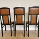 Set of 3 Vintage Dining Chairs: High Back, Leather Seat, Nailhead Trim