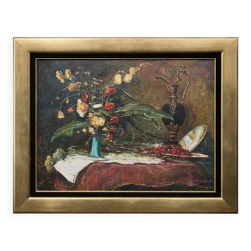 Gyula Takács (1905–2002). Still life with flowers.
