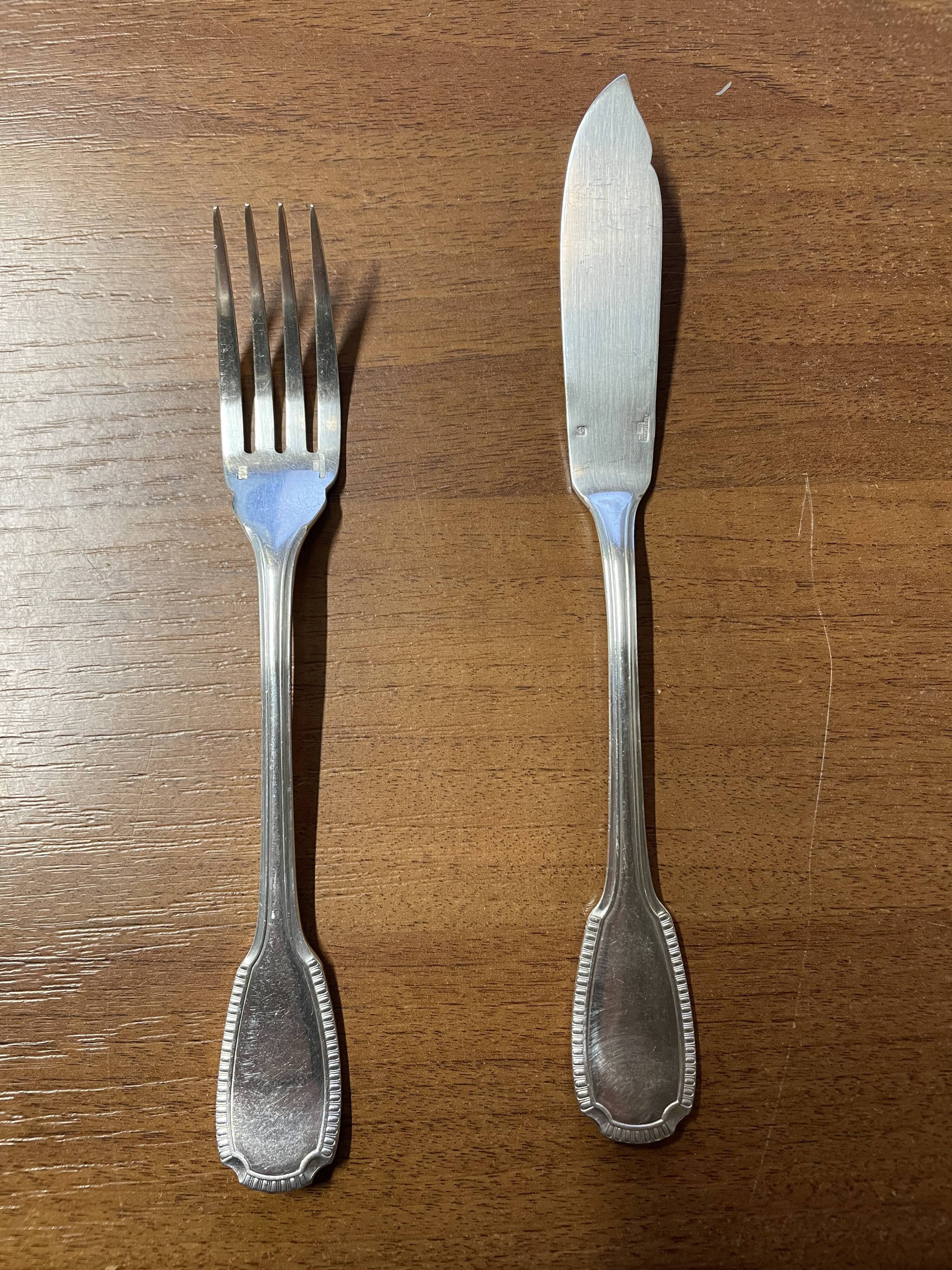 12 Christofle forks and 12 knives – Silver plated