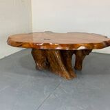 Mid-Century Brutalist Wabi Sabi Organic Natural Burl Wood Coffee Table