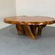 Brutalist Wabi Sabi mid-century coffee table made of natural biological burl wood.