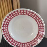 6 old plates mismatched geometric patterns Moulin des Loups, St Amand