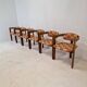 Set of 6 Italian Wooden Armchairs, 1960's
