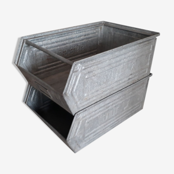 Industrial crates, steel, galvanized, the pair