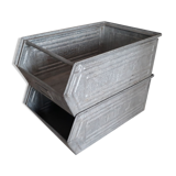 Industrial crates, steel, galvanized, the pair