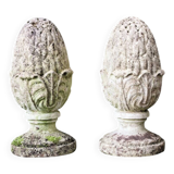 Pair of pine cones in reconstituted stone