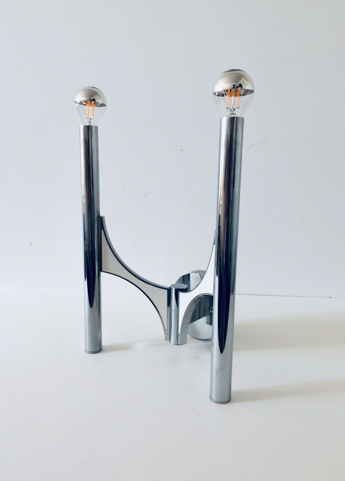 Vintage Sciolari chrome sconce wall lamp 1960