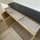 Buffet modulaire laqué champagne et acier chromé, années 80-90