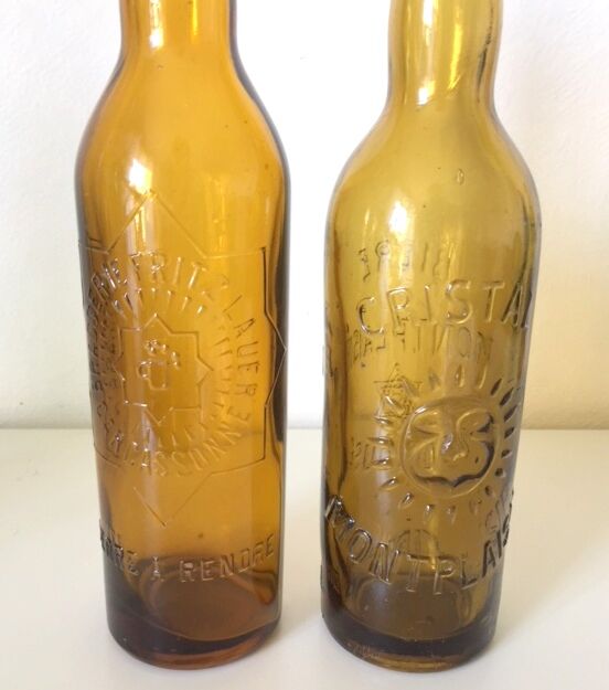 2 bouteilles Brasserie verre ambré