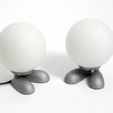 Pair of 1990s table lamps with a cast aluminum base by Sompex