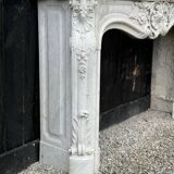 Remarkable Louis XV Style Fireplace In White Carrara Marble Circa 1880
